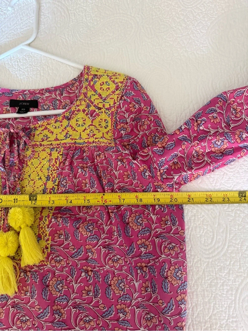 J. Crew Pink Floral Embroidered Yoke Peasant Blouse❗️